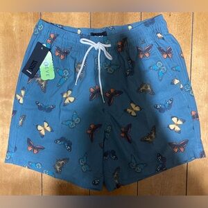 NWT Men’s Size XS RSQ Blue Butterfly Print Swim Shorts